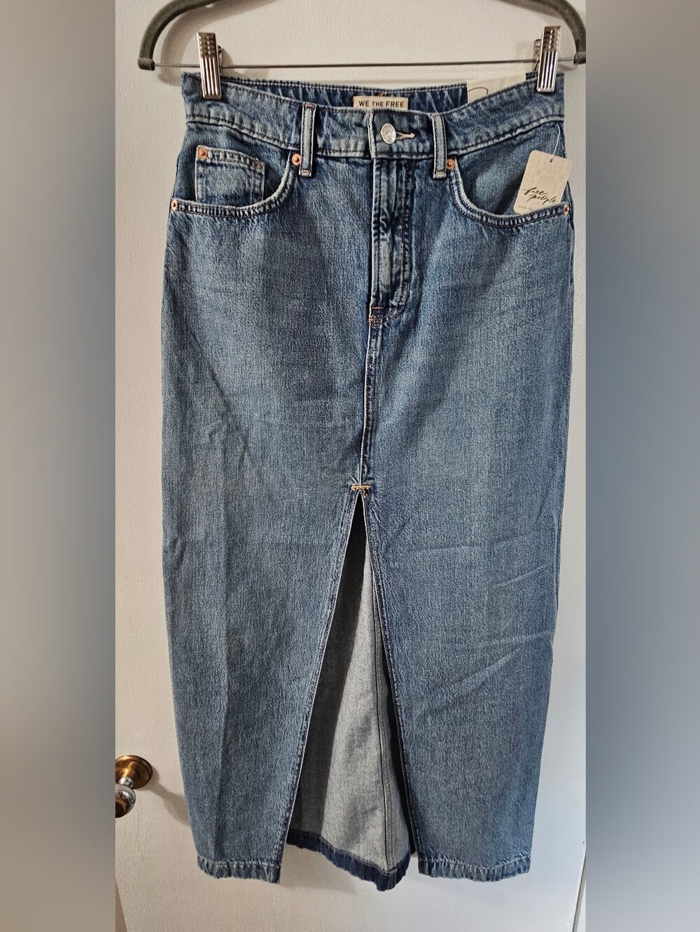 Free People Nothing Better Denim Maxi Skirt